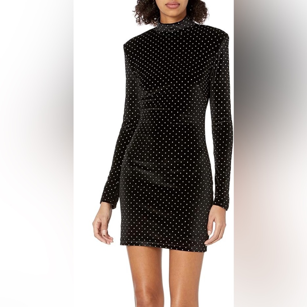 Cosmopolitan X Dress The Population Alex Dress Black Velvet Studded size LASR